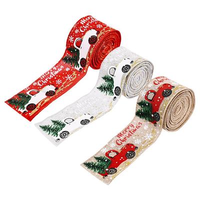 Imitation Linen Christmas Ribbon Packaging Gifts Xmas Tree Decorations