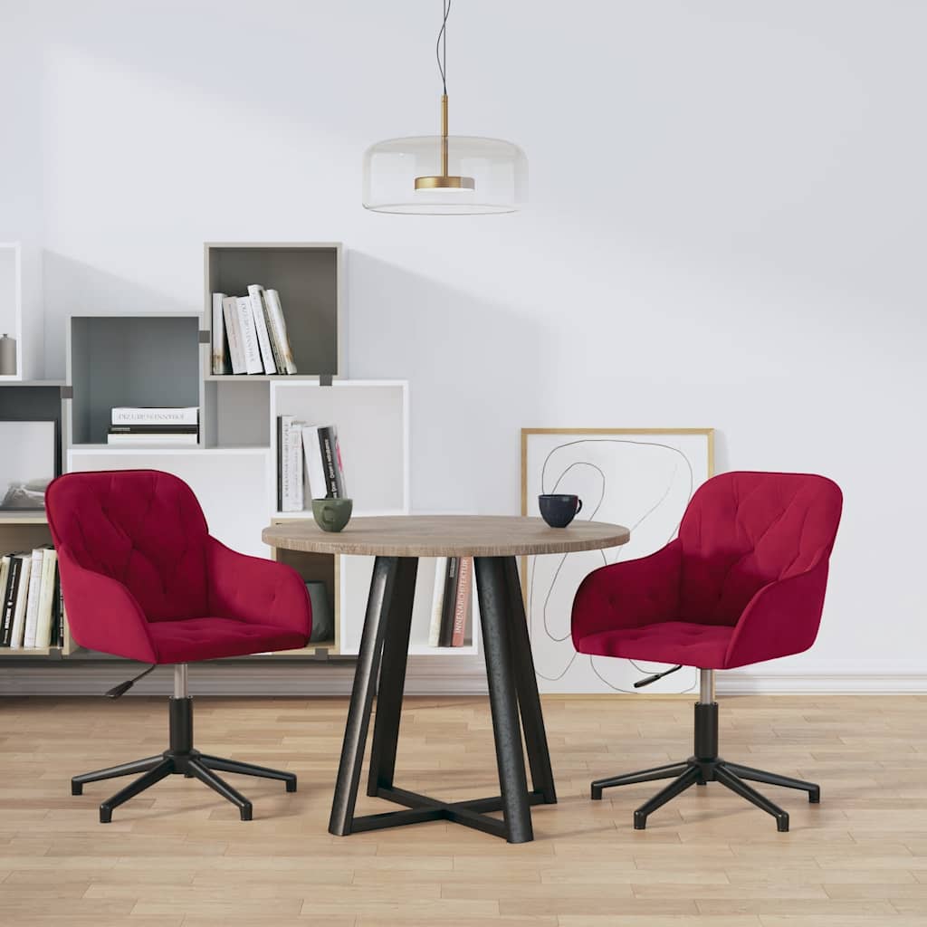 Dining Room Chairs 2 Pcs Swivel Burgundy Velvet