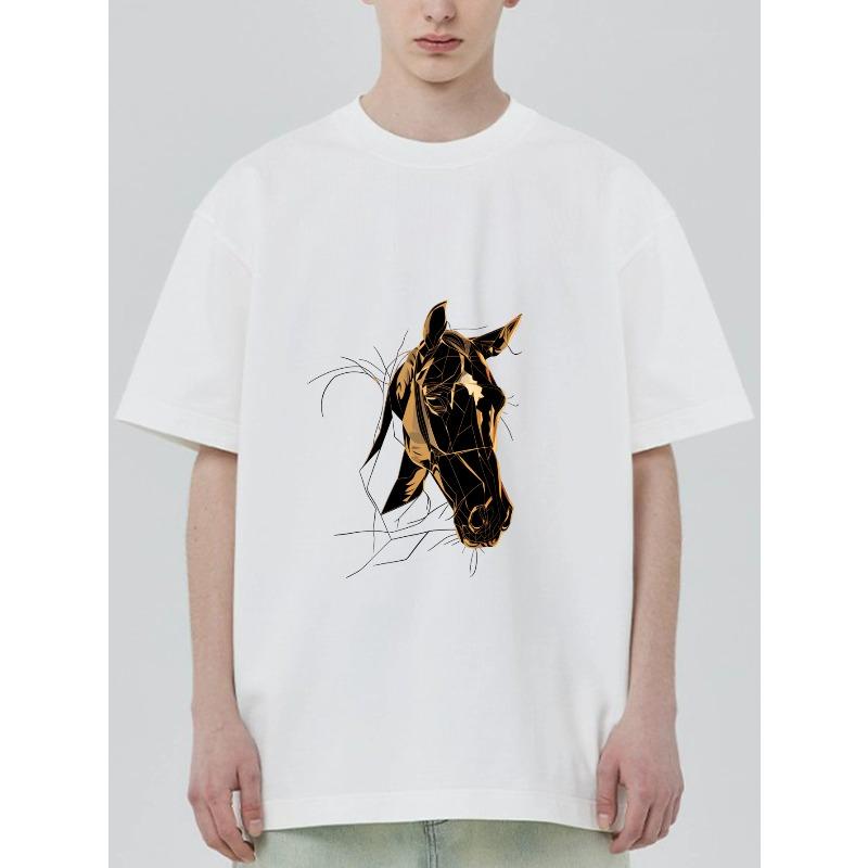 

Black T Shirt With Horse Head Graphic Print For Casual Wear XXXXL білий
