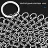 Square Stainless Steel Cast Iron Skillet Cleaner with Hanging Ring Practical Efficient Chainmail Cleaning Scrubber Kitchen Accessories