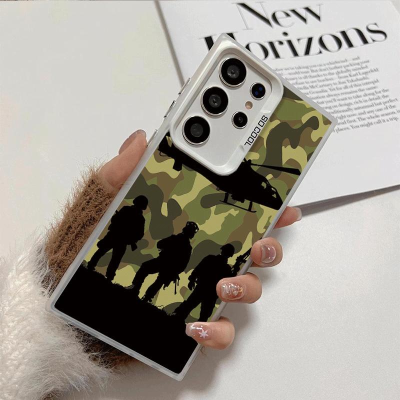 Camouflage Military Pattern Soft Phone Case for Samsung Galaxy S24 S25 FE S26 Edge S23 Ultra S22 Plus S21 + Shockproof Cover Bac