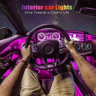 Luces LED para coche Luces interiores para coche Luz LED colorida para coche Control por aplicación tiras de luz IP67 a prueba de agua
