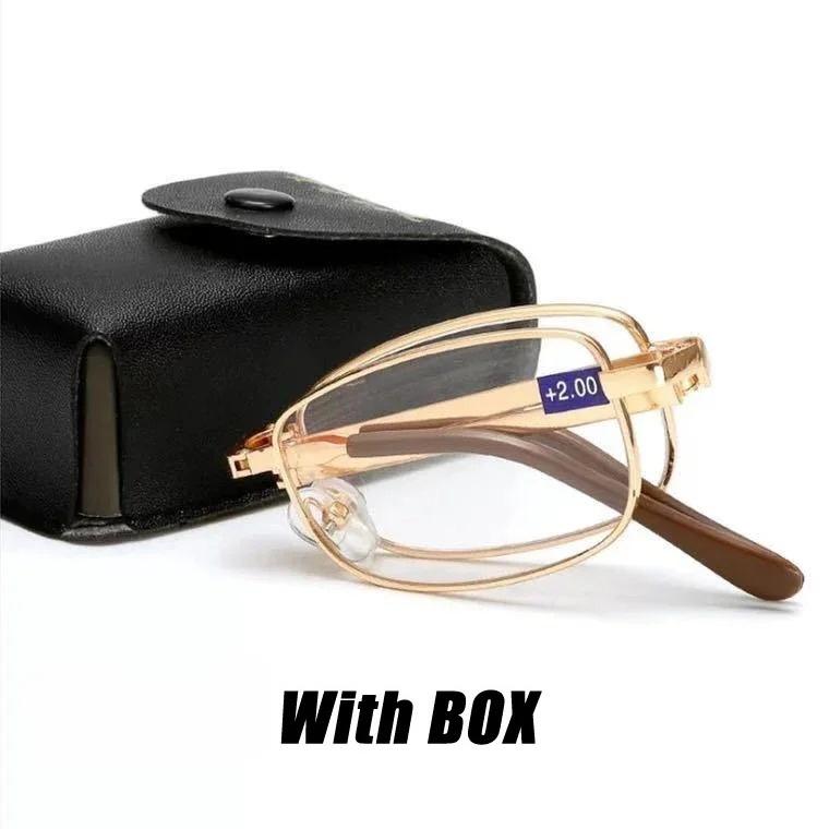 

Чоловічі Портативні Металеві Окуляри для Зорості, Захист від Синього Світла, Складні Окуляри для Читання, Діоптрійні Окуляри зі Шкіряним Чохлом +1.0 До +3.5+4.0 +2.0