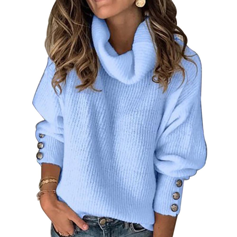 Felpa con cappuccio in maglia tinta unita a collo alto da donna Autunno/Inverno 2024