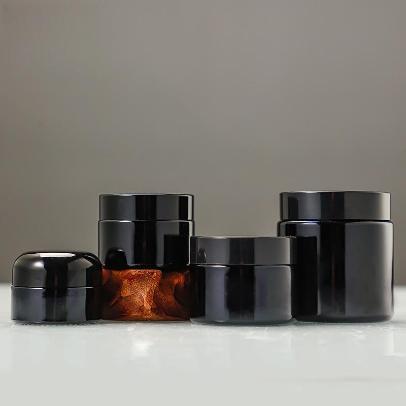 20g 30g 50g 100g Schwarzes Glas Kosmetikglas, Versiegelter Gesichtscremetiegel, Nachfüllbarer Hautpflegebehälter für Augenbalsam