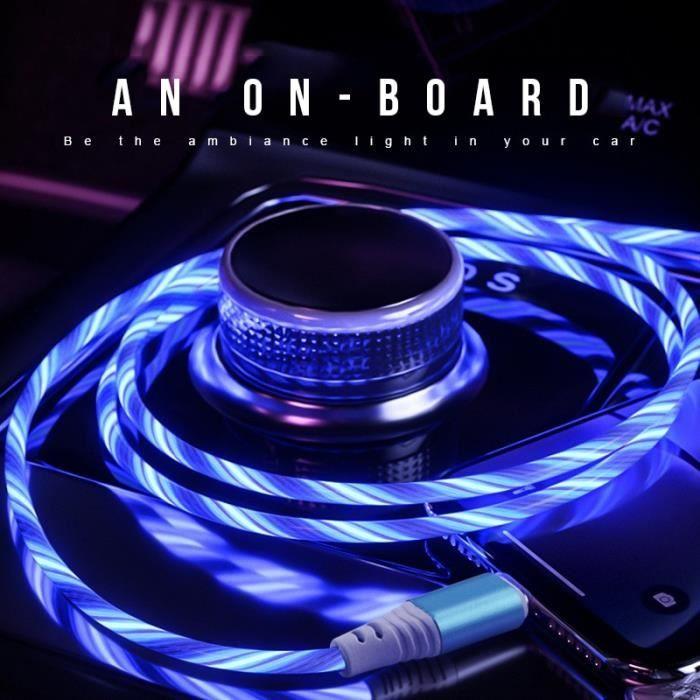 Câble téléphone,LED lumineux coulant lueur USB chargeur Type C câble pour Samsung s9 pour Huawei Note - Type Bleu-for iphone