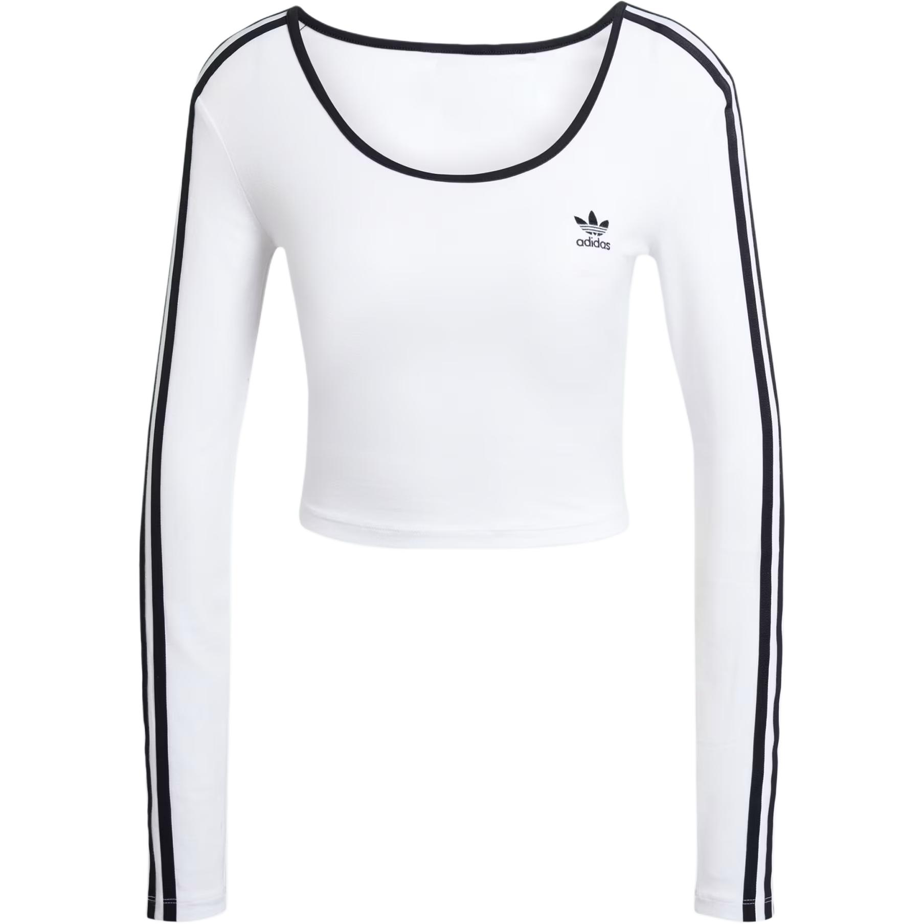 

Adidas Originals Women s Adicolor 3-Stripes Cropped Long Sleeve Top White JD4625 M