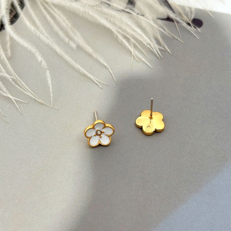 Manufacturer'S Supply Light Luxury High-End Plum Blossom Earrings Light Luxury Temperament Versatile Zircon Earrings Spot Women