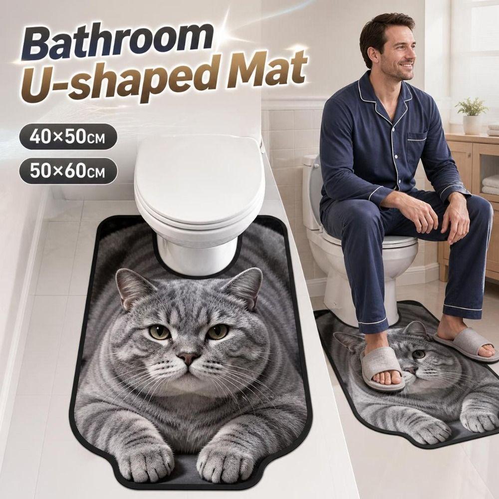 Quick-dry Toilet Floor Rug Absorbent Bath Mat Novelty Bathroom U-shaped Mat Bathroom