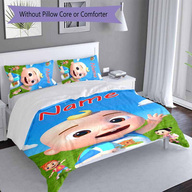 3pcs Custom Name CoComelon - Dance Party Set,Includes 1 Duvet Cover and 2 Pillowcases,All-season Bedroom Decor