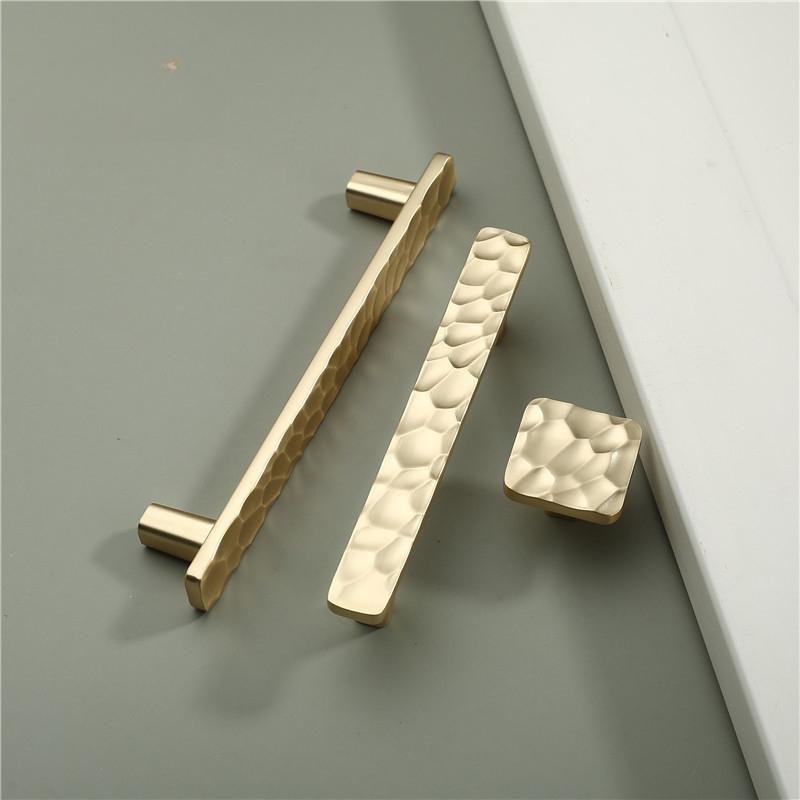 New French Style Wardrobe Door Handle Gold Creative Hammer Pattern Light Luxurious Cabinet Door Handle Drawer Handle