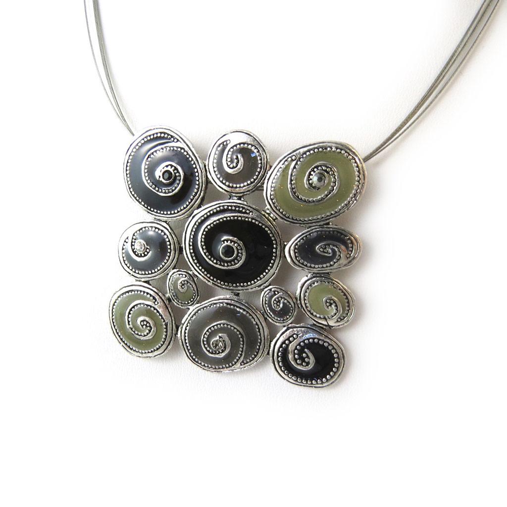 Les Trésors De Lily [C5465] - Gray 'Snails' Designer Necklace