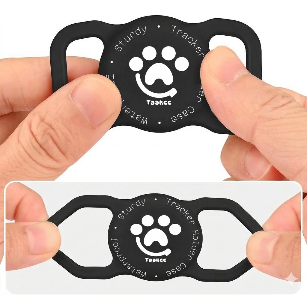 TAAKCC IP68 Waterpoof Dog Airtag Holder Stretchy Silicone Full Body Covered Holder for Apple Air Tag for Dog Cat Collar 2