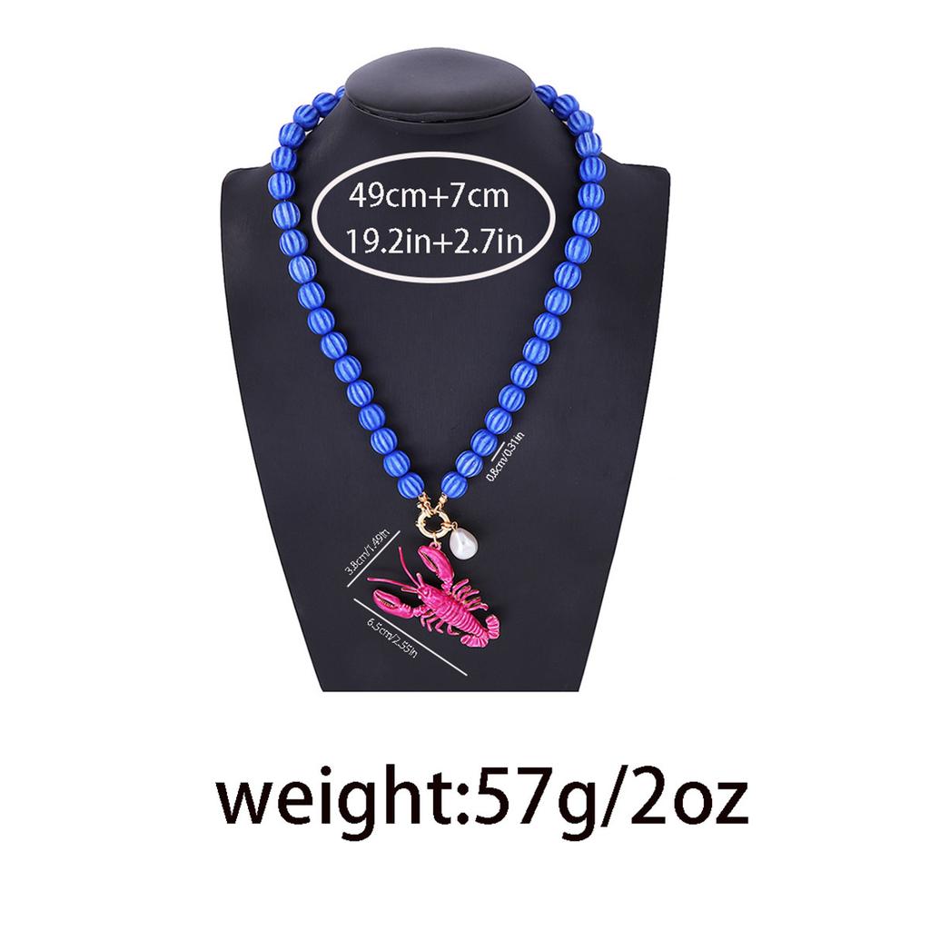 Animals Lobster Pendant Necklace for Women Summer Beach Party Jewelry Gifts