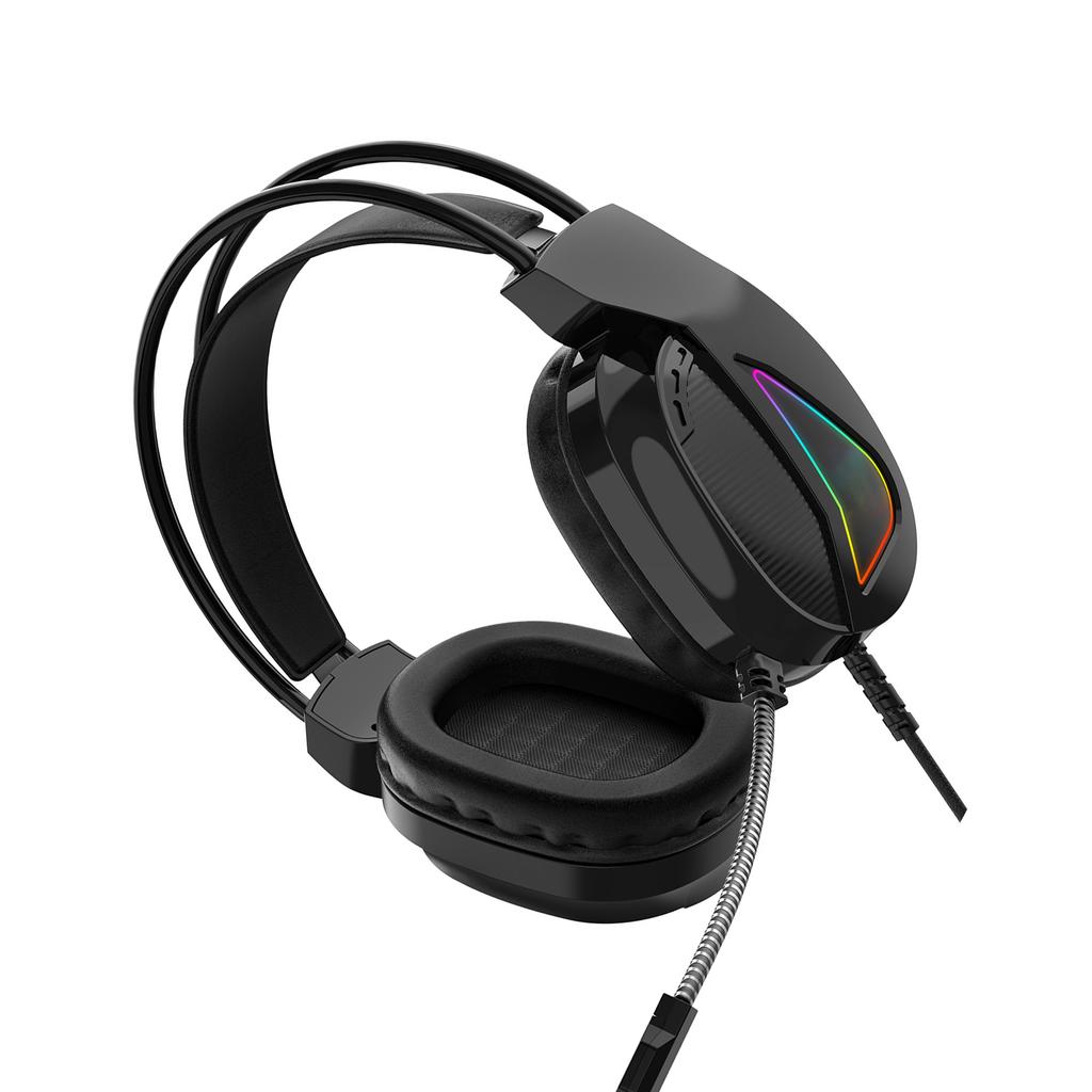 TWOLF H160 USB Wired Gaming Headsets RGB Light Computer Over Ear Headphone with 50mm Drivers