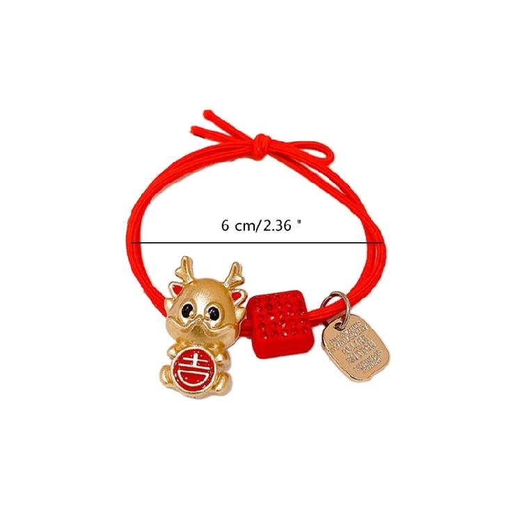2024 New Year Hair Tie Zodiac Dragon Elastic Hair Bands Women Girls Hair Rope