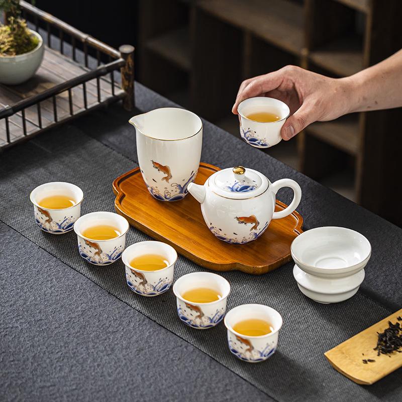 Chaxun Mutton Fat Jade Ceramic Travel Tea Set