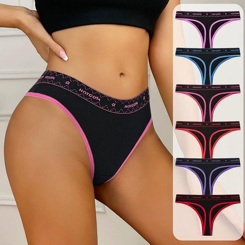 6Pcs/Set Women Thongs Low Waist Sexy Underwear Soft Panties Girls Briefs Cotton G-String Breathable Ladies Panty Female Lingerie