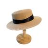 French Style Straw Woven Hat Elegant Women's Sun Hat Simple Beach Flat Top Hat  Seaside