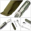 7 In 1 Multifunctional Stainless Steel Outdoor Picnic Tableware Foldable Fork Spoon Knife Camping Hiking Travelling Dinnerware