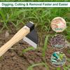 Uxcell Garden X Steel Garden Tool with Wooden Shovel for Backyard and Weeding Hoe, 15" 3.94", Hoe, Rust-Resistant, Non-Slip Handle, Edger/Weeding