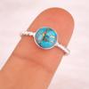 Blue Copper Turquoise Gemstone Ring – 925 Sterling Silver Twisted Band Ring for Women, Handmade Jewelry
