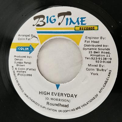 7inch Record ROUND HEAD - High Everyday NONE Big Time Record 1996 Jamaica Reggae, Ska & Dub Used