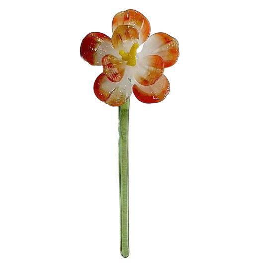 Handmade Glass Flower Decoration with Stem Hand-Blown Mini Floral Plants Figurine Home Living Room Office Table Flower Vase Ornament