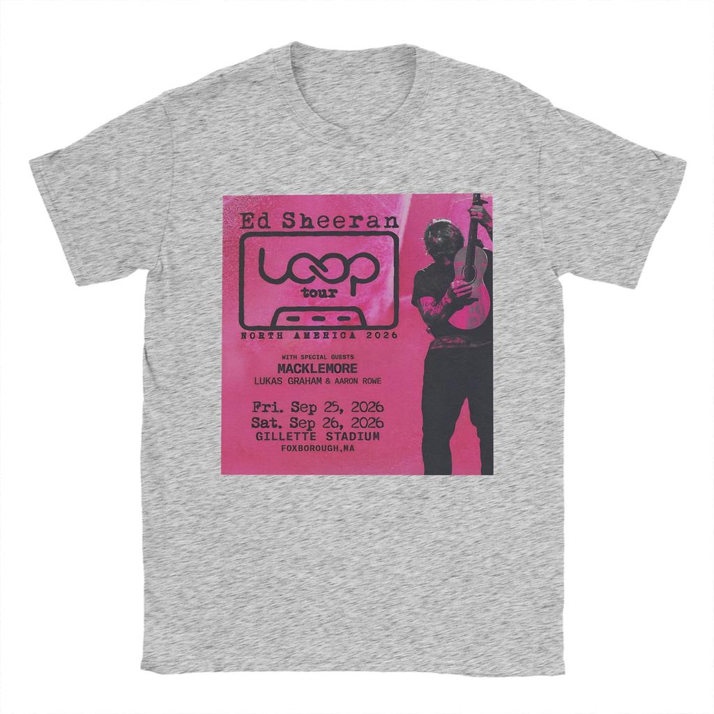 Ed Sheeran Loop Ed America Tour 2026 TShirt Summer Cool T Shirts Men Cotton O Neck Oversized Tees Short Sleeve Vintage Tshirt