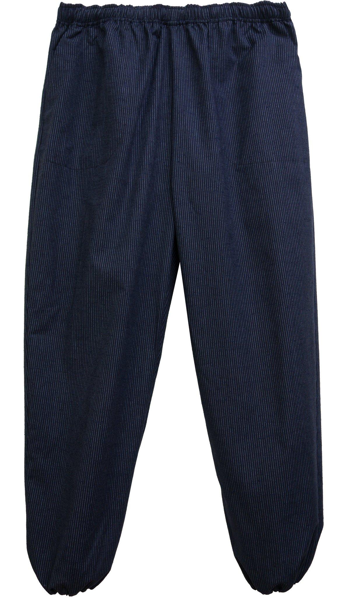 

Watano Sato (Cotton Village) Men s Kurume-ori Monpe Easy Pants, Size L, Fine Stripe Navy