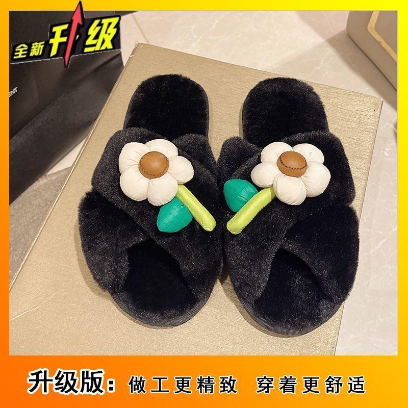 2025 autumn and winter new shit-stepping slippers women's fashion students flat-bottomed non-slip women's cotton slippers
