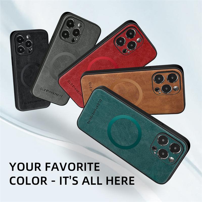 Wireless Charging For Magsafe Magnetic Phone Cases For iPhone 16 13 15 14 11 12 Pro Max 16e Leather Cover For iPhone 15 16 Plus