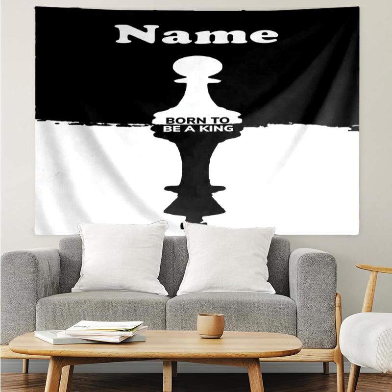 Custom Name Chess Print Tapestry, Backdrop, Easy Setup, Ideal for Bedroom, Office & Living Room, with Aesthetic Wall Hanging Decor.