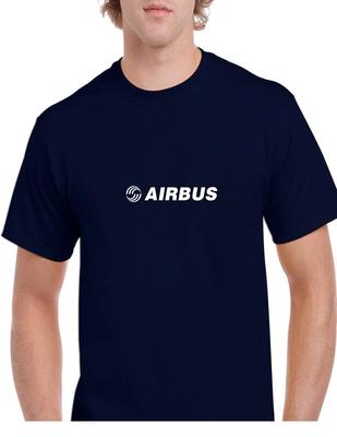Airbus White Logo European Aviation Defense Airlines Navy Blue Cotton T-Shirt