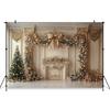 Mocsicka Weihnachtlicher Hintergrund Fotografie Neujahrsparty Baum Beige Wanddekorationen Erwachsener Kind Foto Hintergrund Studio Tapete