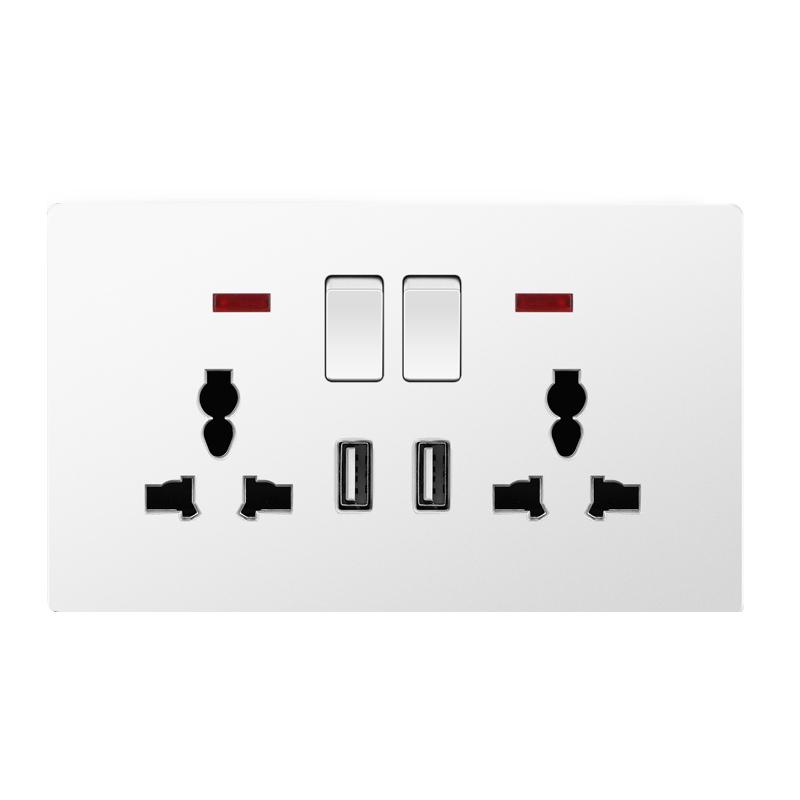 FALIANG 13A 2 Outlets AC 250V PC Material Multi Socket British Standard Modern White Color Luxury Multi-function Sockets