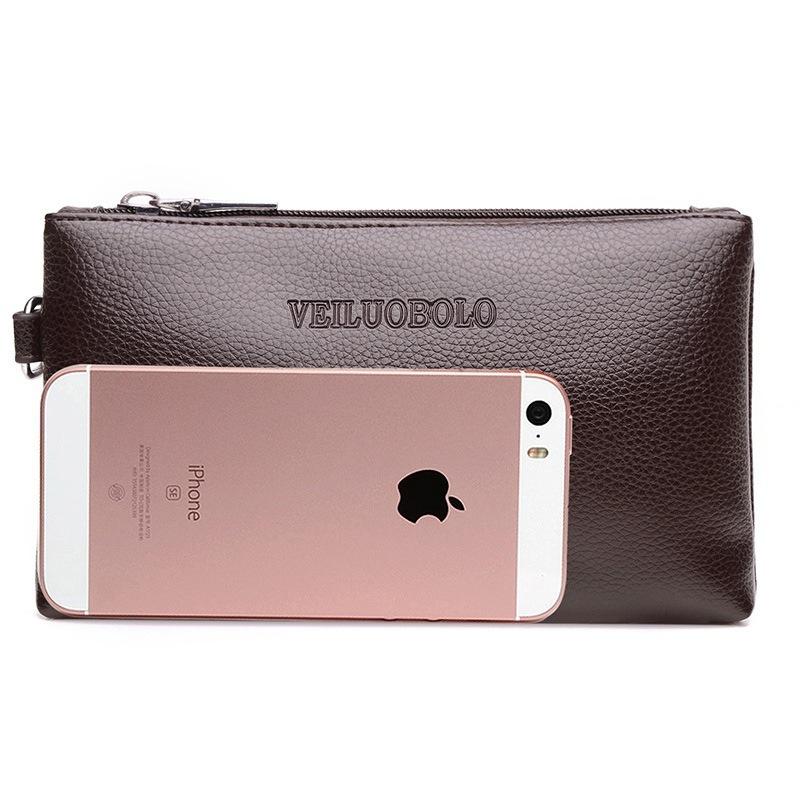 Lychee-Narben Leichtgewichtige Echtes Leder Lange Reißverschluss-Geldbörse-Clutch: Große Kapazität, Superweich, Einfache Handytasche