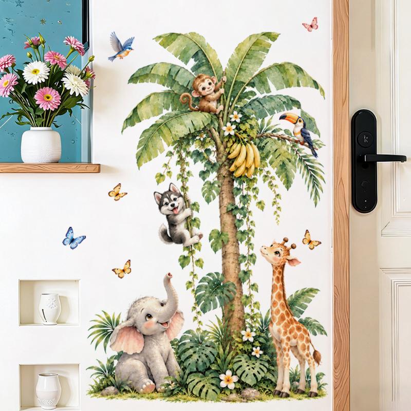 Green Leaves Wall Stickers For Home Living Room Decorative Vinyl Wall Decal Tropical Plants Diy Kid Door Murals Wallpaper