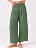 Women's High Waist Elastic Waist Wide Leg Pants In Olive Green