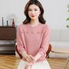 Mom's Spring Wool Sweater: Women's Round Neck Long Sleeve Knitwear - 2026 Fashion Loose, Age-Reducing Thin Top for Spring/Summer