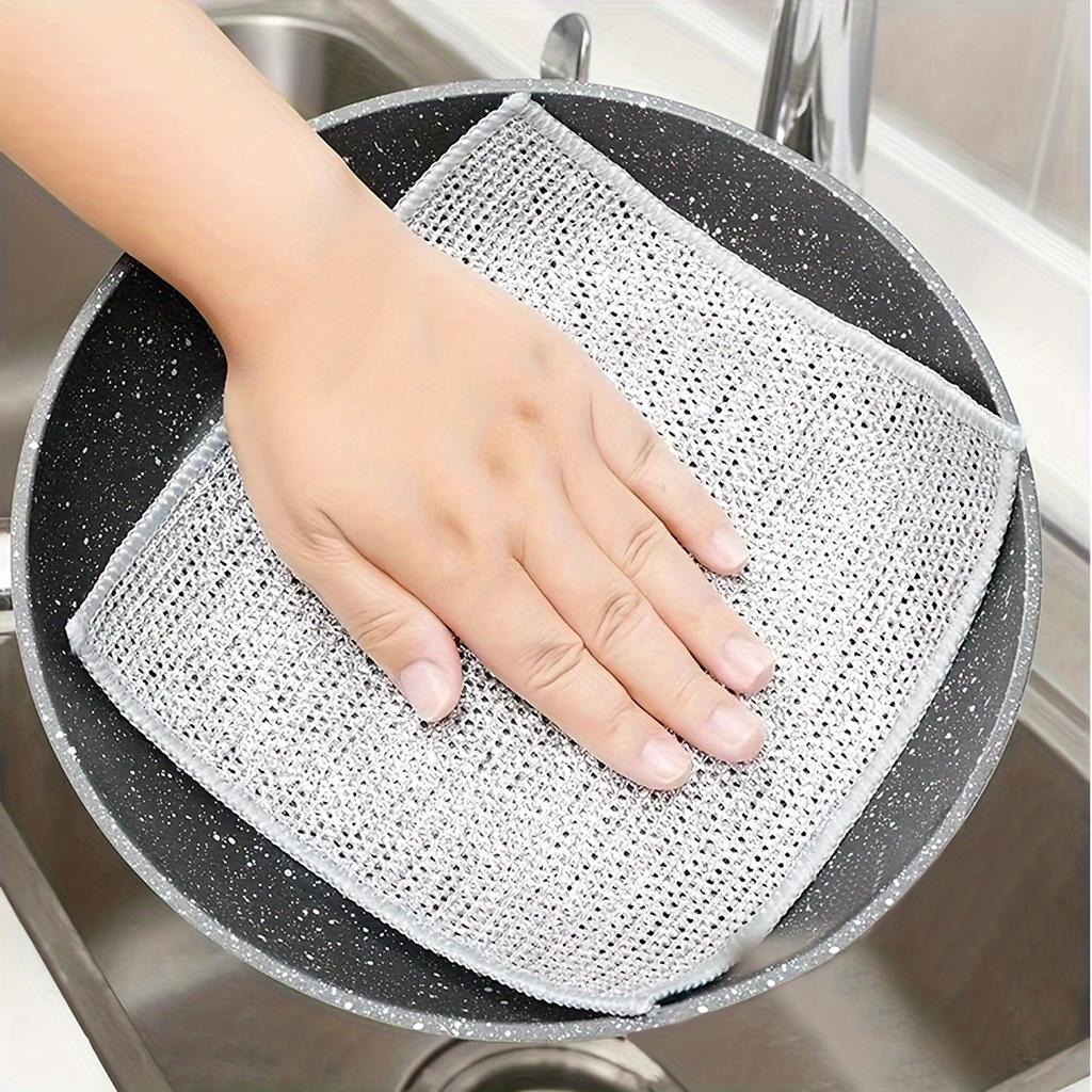 5/10pcs, Dishcloth, Daily Cleaning Cloth, Grid Non-stick Oil, Dishcloth, Kitchen Stovetop, Dish Washing,Dish Cloth, Wire Dishcloth Easy To Wash