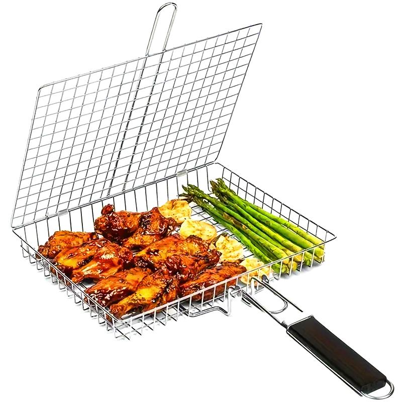 1PC stainless steel bbq grilling basket for fish,vegetable barbecue tools