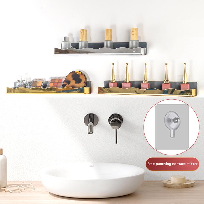 Nail Polish Display Rack Acrylic Gold Silver Storage Holder Nail Tools Wall Mount Lipstick Cosmetics Organizer