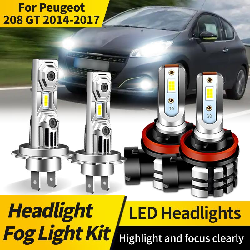 2PCS LED Headlight Bulb Kit H7 High Low Beam H11 Fog Lights 6000K White Bulbs Bright Lamp Canbus For Peugeot 208 GT 2014-2017