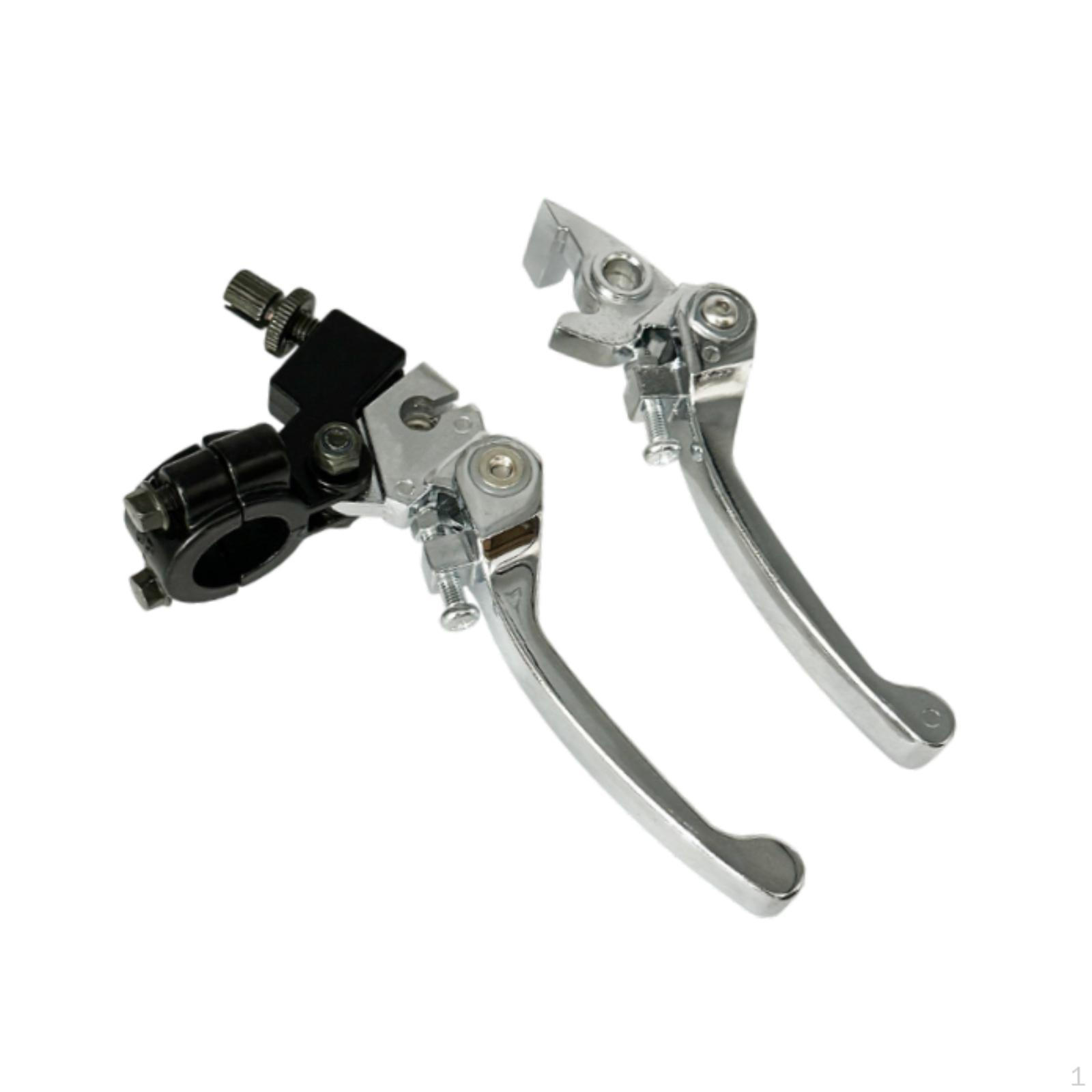 2 Pieces Brake Clutch Lever 7/8 inch Motorbike Handle Bar Adjustable Accessory серебряный