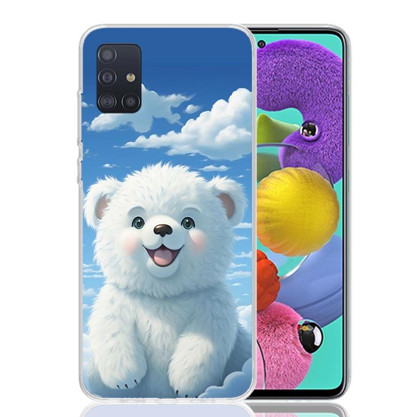 Sunny Clouds Teddy Bear Phone Case for Samsung Galaxy A52 A51 A50S A12 A22 A32 A72 A10S A30S A31 A71 Note 20 Ultra 10 Plus S10 G