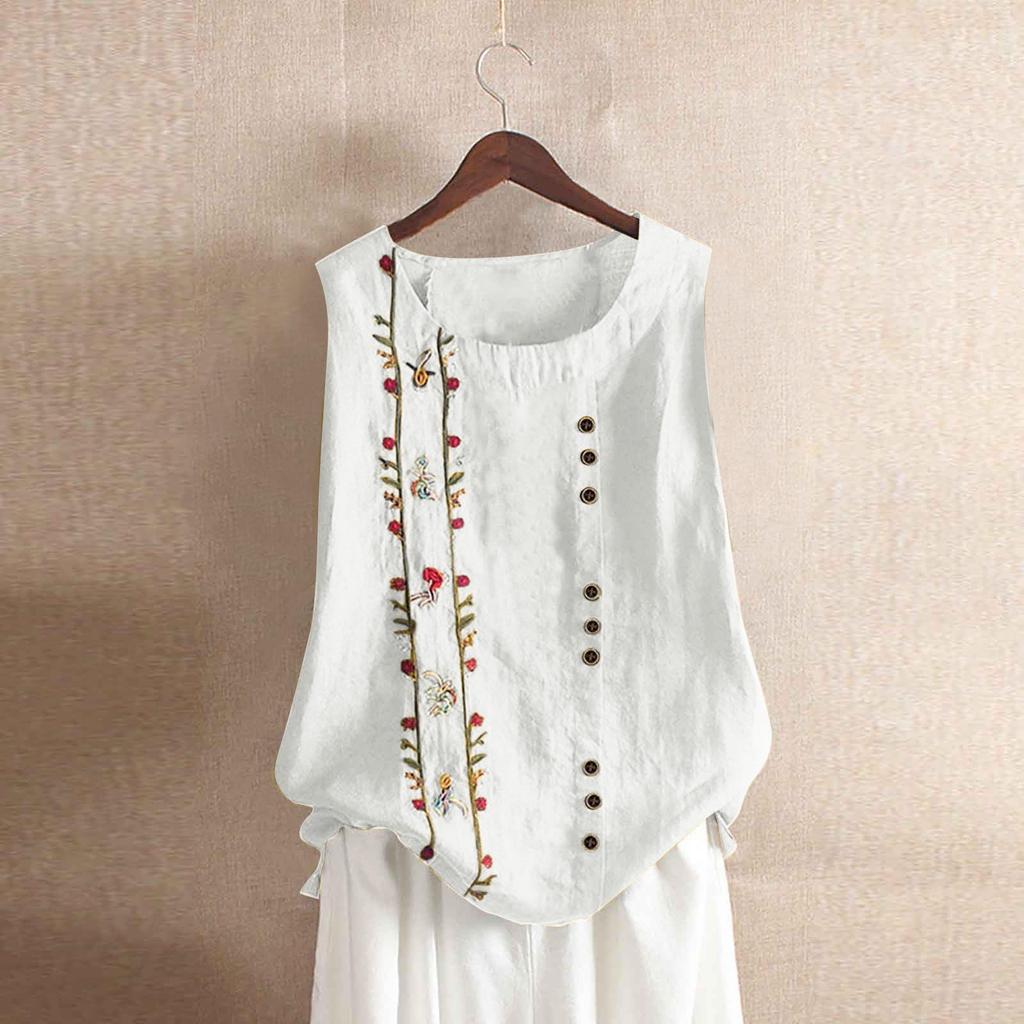 Damen Sommer Mode Rundhals Weste Ärmellos Urlaub Lässig Locker Basic Hemd Top