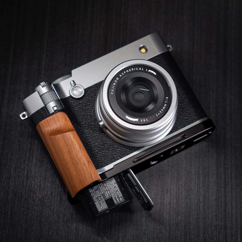 FUJIFILM ve Fuji GFX100RF ile Uyumlu, Özel Hızlı Çıkarma Plakası ve Premium Retro Doğal Ahşap Tutamağa Sahip Iborrys Premium Masif Ahşap Kamera