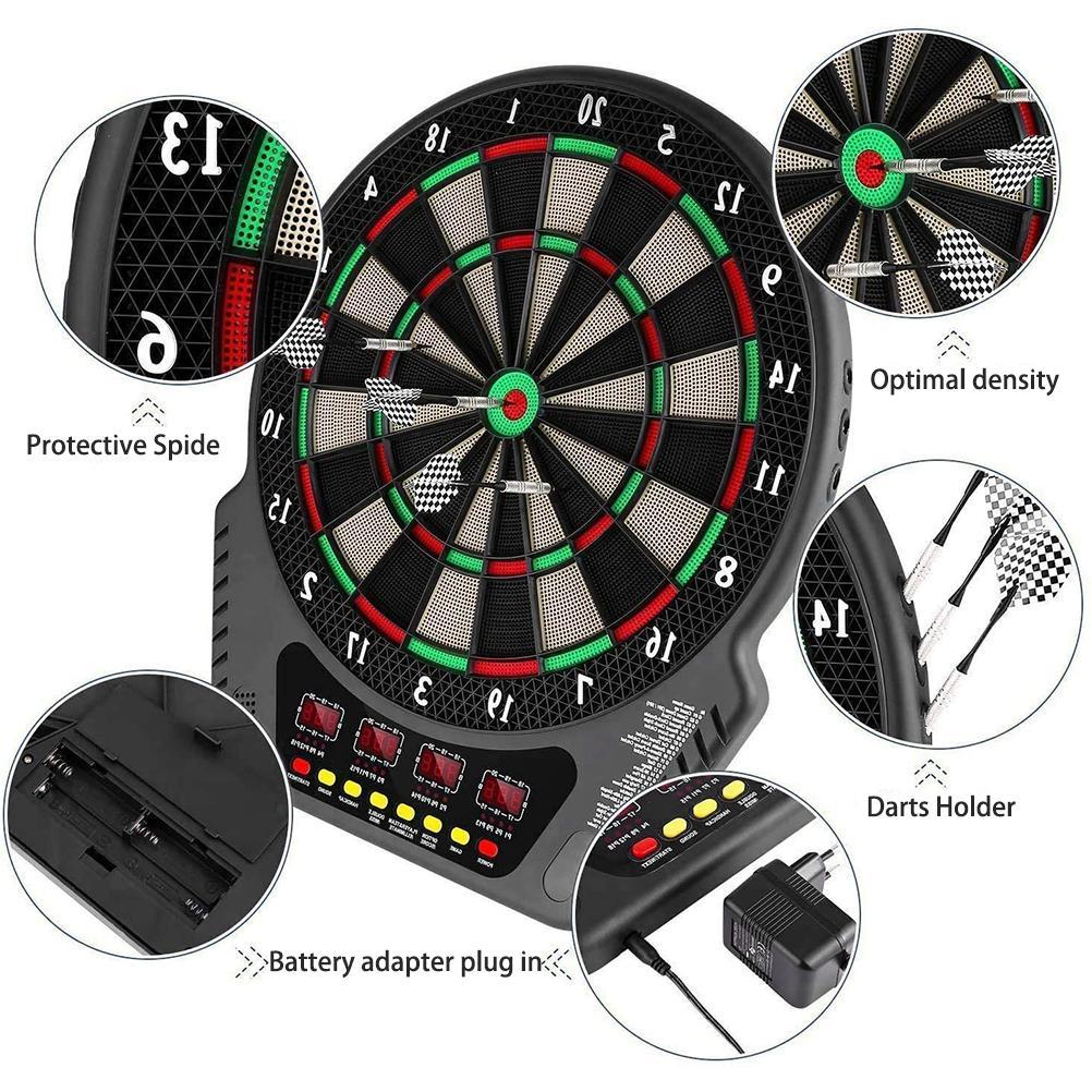 Electronic Dartboard Multiplayer Dart Machine Dartboard with 6 Darts, Replacement Tips 27 Games and 243 Variants for 16