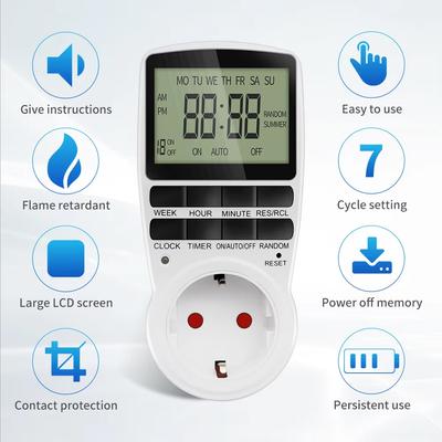 Elektronischer Digitaler Timer Schalter EU FR BR Stecker Küchen Timer 230V 7 Tage 12/24 Stunden Programmierbare Steuerung Zeitsteuerung Steckdose
